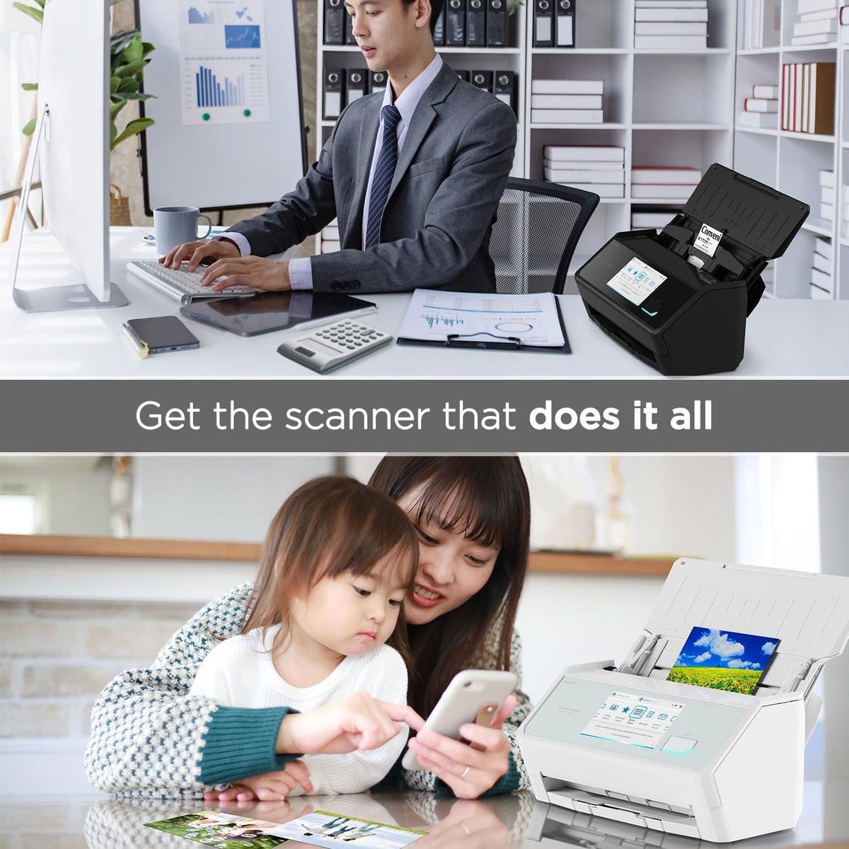 iX2500 Schwarz Dokumentenscanner Duplex 45 ppm 100 Blatt ADF 600 DPI 5 Zoll Touchscreen WLAN Bluetooth USB