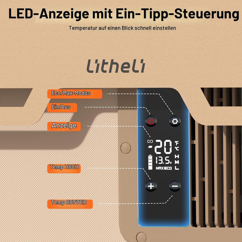 Autokühlschrank 12V Frozen Pack 20L/21QT mit Gefrierfach und 2 U20 Batterien, -4~68°F, tragbar für Camping