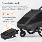 Kidgoo 2 Lite Fahrradanhänger für 2 Kinder als leichter Doppelanhänger zum Anhängen an Fahrräder