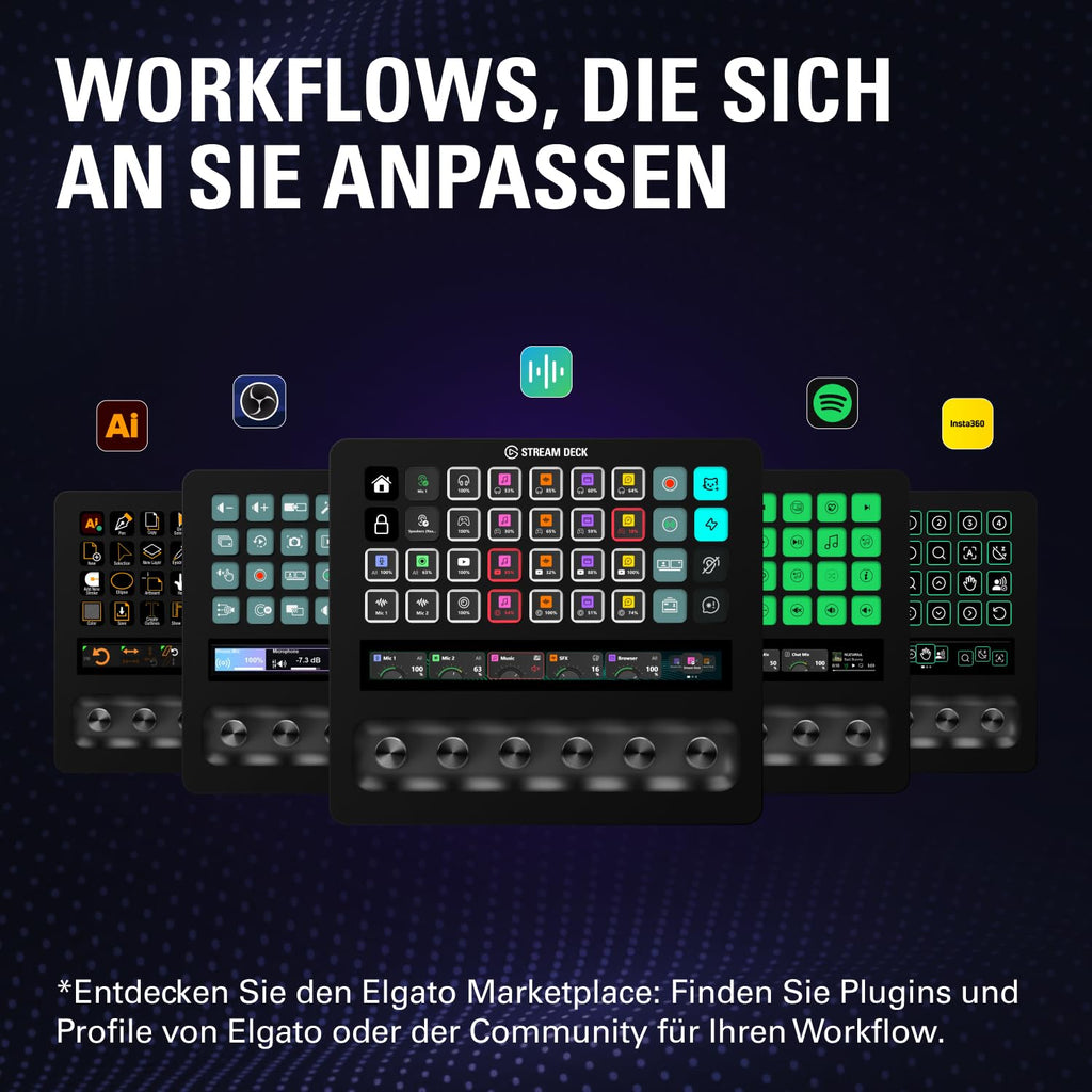 Stream Deck + XL Kontrollplattform mit Touchleiste für professionelle Steuerung von Streaming und Produktion