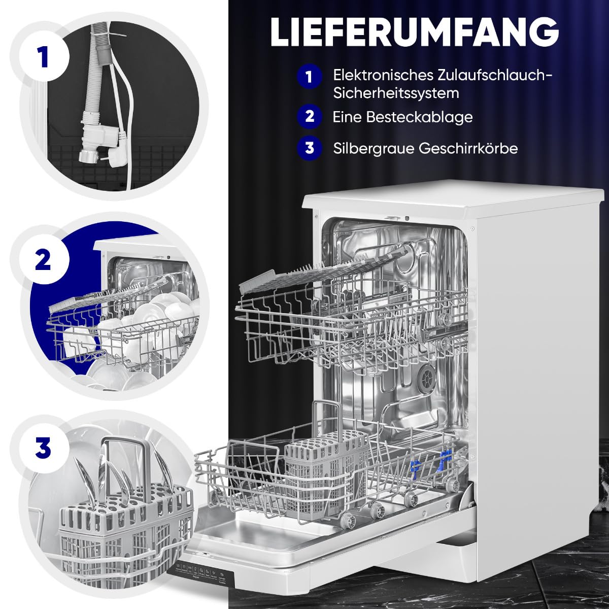 Geschirrspüler 45 cm 10 Maßgedecke Stand oder Unterbau 7 Programme 2 Sprühebenen GSP7418 weiß Energieklasse D