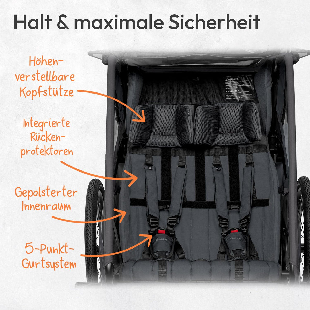 Kidgoo 2 Lite Fahrradanhänger für 2 Kinder als leichter Doppelanhänger zum Anhängen an Fahrräder