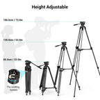Videostativ Heavy Duty 186 cm 360 Grad Fluidkopf Schnellwechselplatte für DSLR Camcorder Kameras 8 kg 3751B