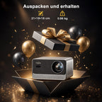Beamer 4K Heimkinoprojektor kompatibel, 1080P, Autofokus, HDMI CEC
