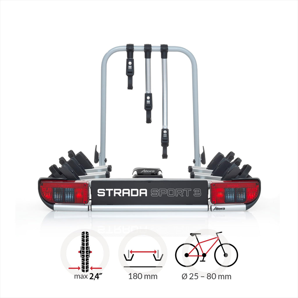 Fahrradträger Strada Sport 3 Kupplungsträger geeignet für drei Fahrräder in Silber Modell 022685