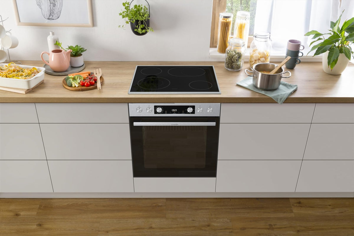 Einbauherdset Inox Glaskeramikkochfeld 77L Heißluft ExtraSteam EcoClean AirFry PizzaMode Energieklasse A