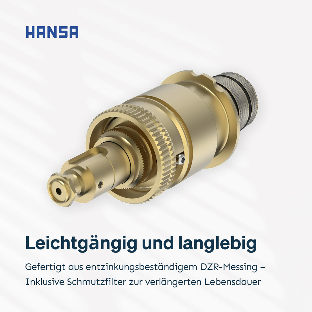 Thermostatkartusche Messing mit Absperrung und Schmutzfilter, G 1/2, DN 15, für Duschthermostat und Badarmatur