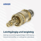 Thermostatkartusche Messing mit Absperrung und Schmutzfilter, G 1/2, DN 15, für Duschthermostat und Badarmatur