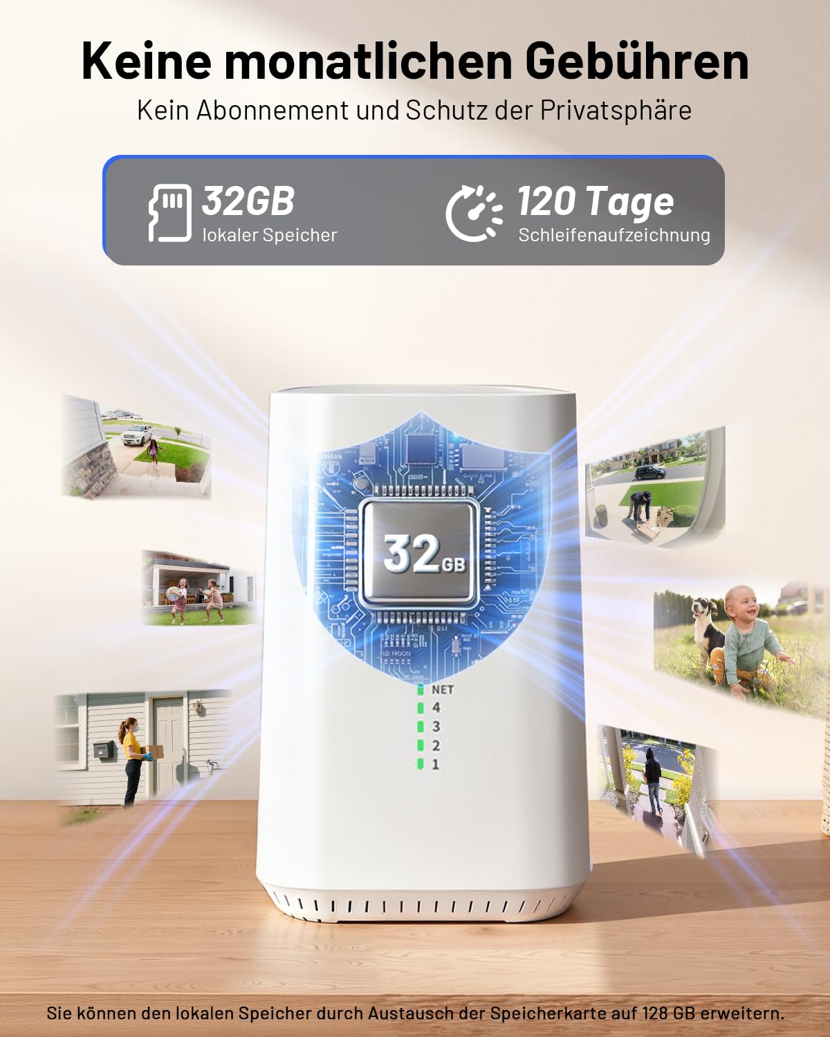 2K Überwachungskamera Außen Akku Solar mit Basisstation und 2 Kameras WLAN Nachtsicht wetterfest