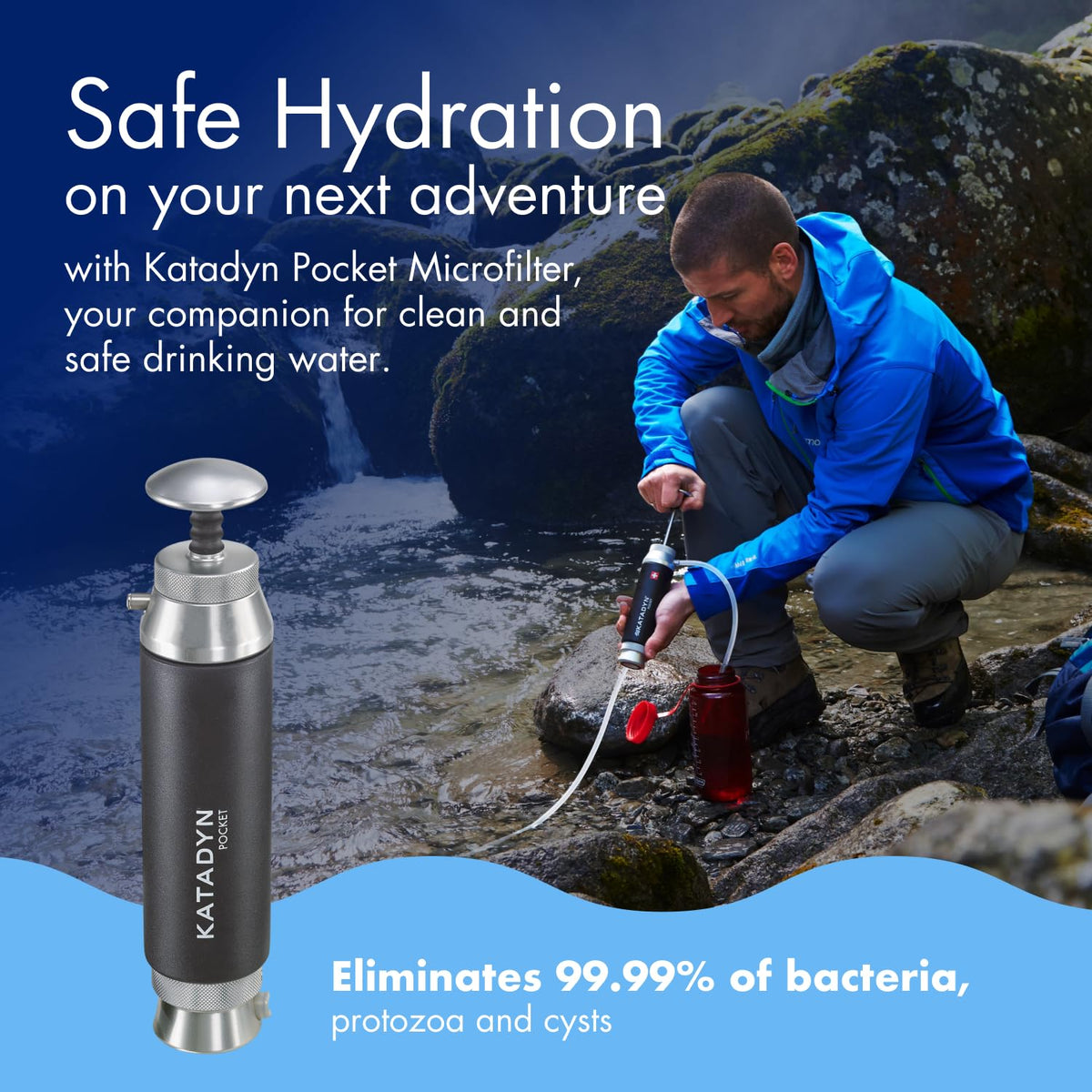 Pocket Outdoor Wasserfilter mit Pumpfilter zur Trinkwasseraufbereitung für Camping Survival Notfall