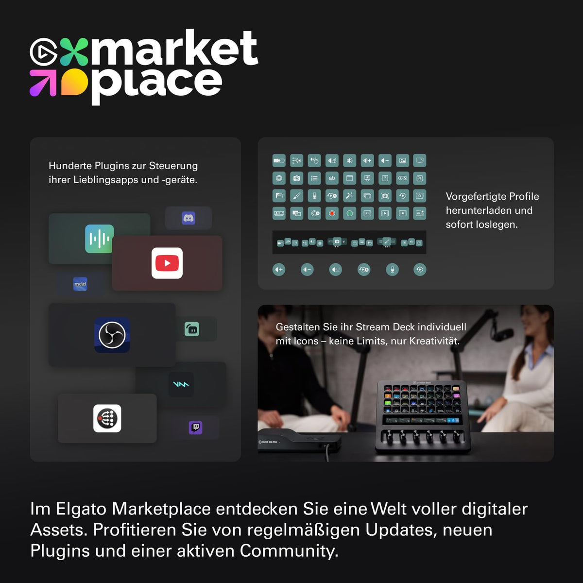 Stream Deck + XL Kontrollplattform mit Touchleiste für professionelle Steuerung von Streaming und Produktion