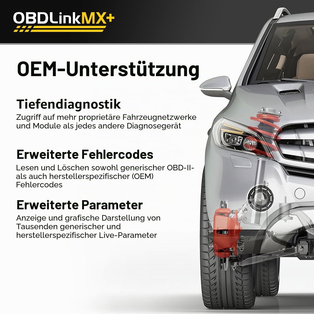 MX+ OBD2 Bluetooth Scanner for iPhone Android and Windows with Live Data and Check Engine Light Reset