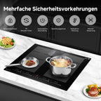 Induktionskochfeld 60 cm mit 2 Flexzonen und Booster für schnelles Aufheizen aus Glaskeramik