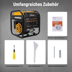 Benzin Inverter Stromgenerator 3800W, leise, mit 2x 230V Steckdosen und USB, für Camping und Notstrom