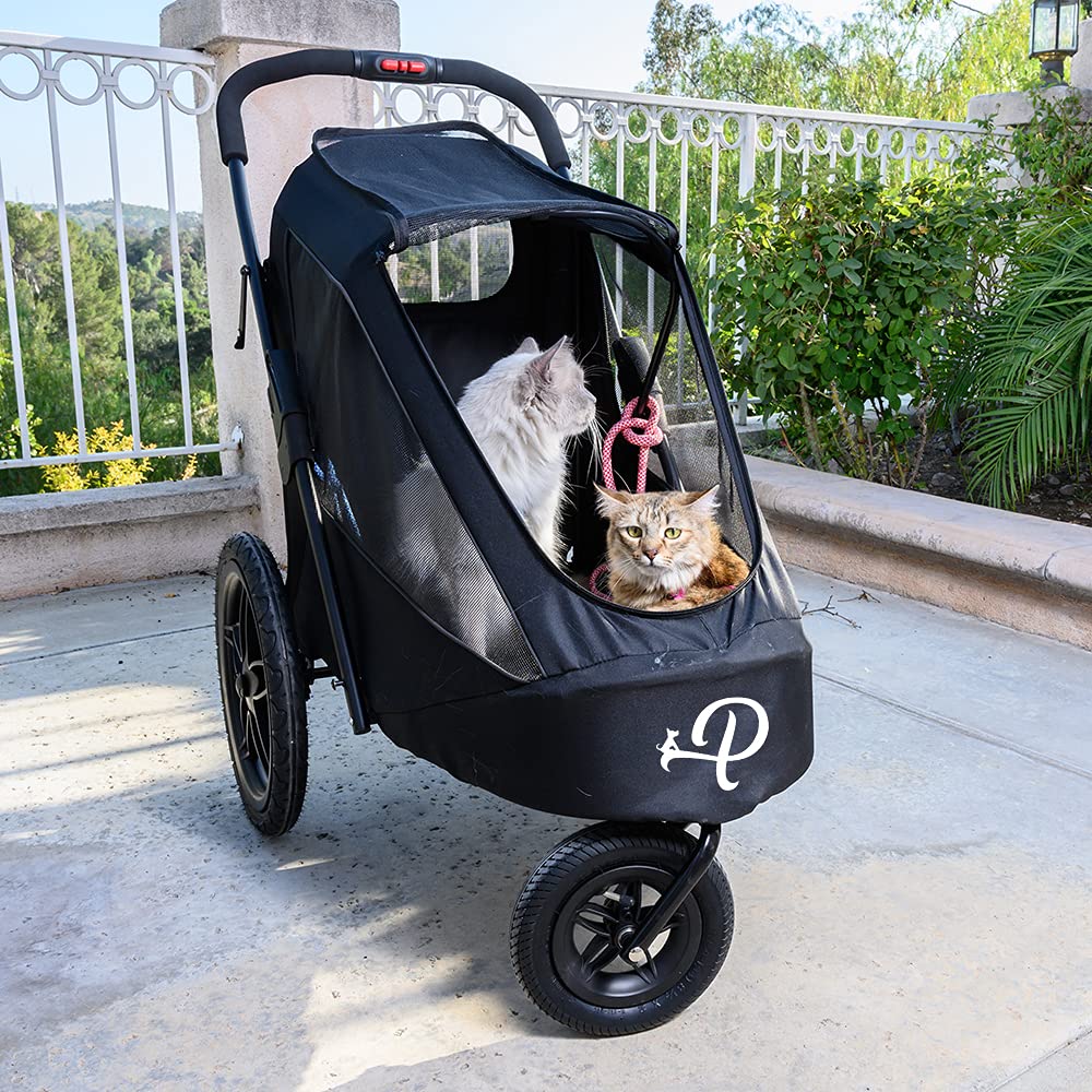 Breeze Große Hundebuggy Hundewagen mit Luftreifen wandelbar zum Fahrradanhänger für Hunde Schwarz 1 Stück