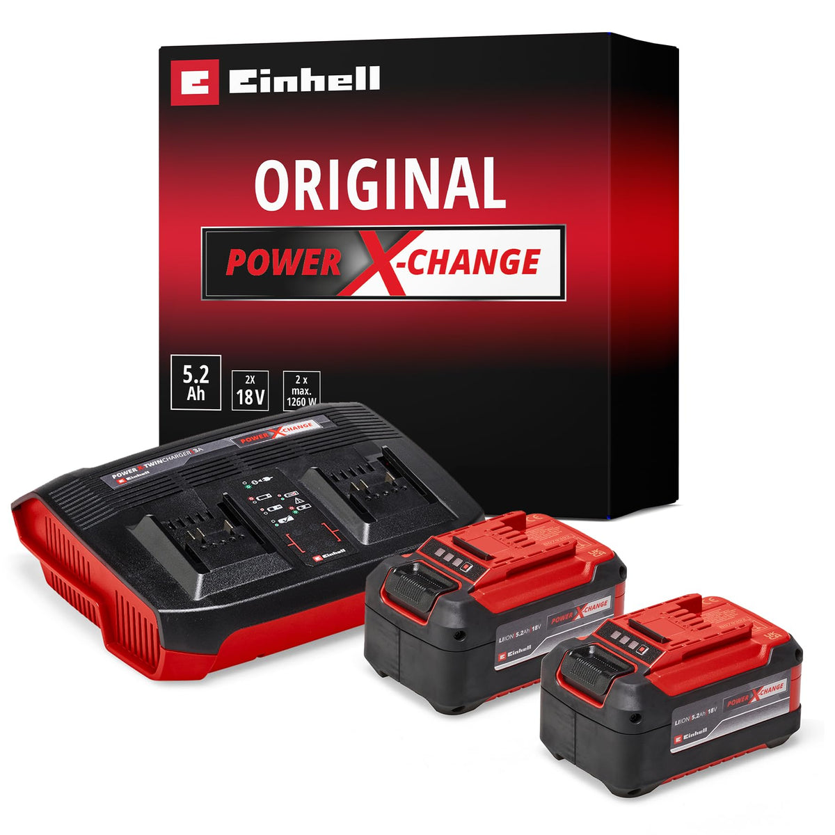 Original PXC Power XChange komplettes Starterset mit 2x 5,2 Ah Akkus und Twincharger 3A Ladegerät