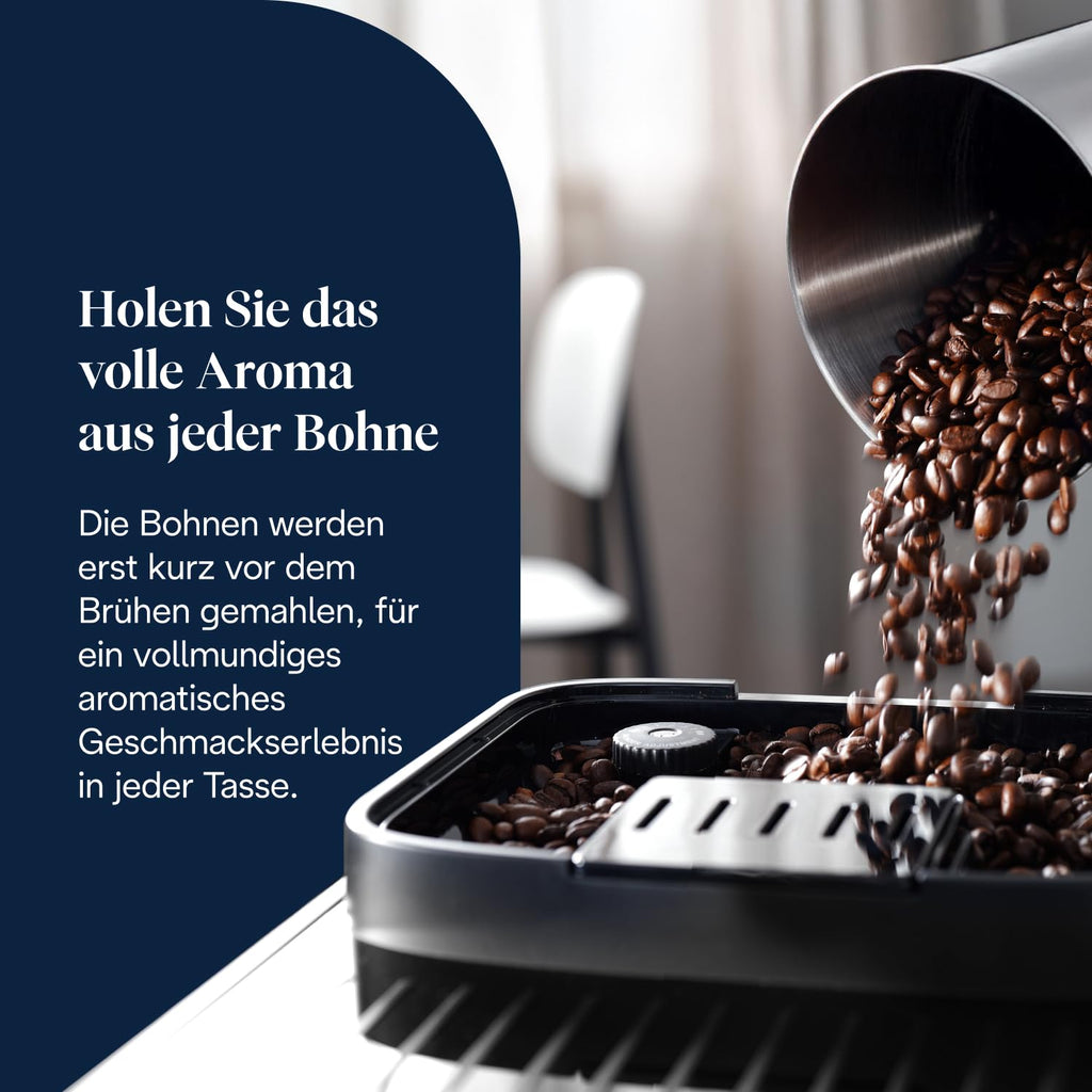 Magnifica Evo Kaffeevollautomat für 7 verschiedene Getränke in Schwarz mit integriertem Mahlwerk