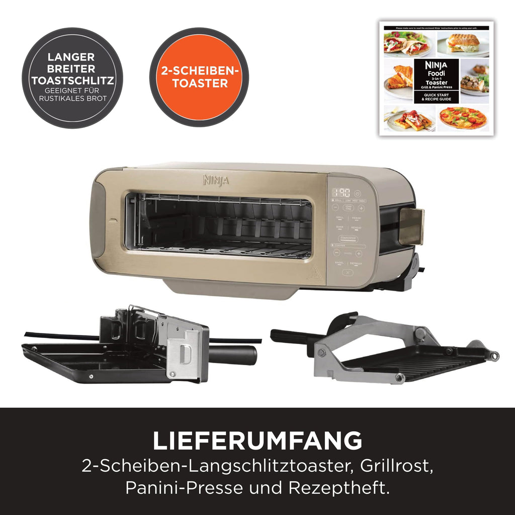 3 in 1 Toaster Elektrogrill mit Deckel Multifunktionsgerät zum Toasten und Grillen ST202EUSTGD