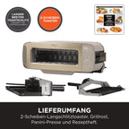 3 in 1 Toaster Elektrogrill mit Deckel Multifunktionsgerät zum Toasten und Grillen ST202EUSTGD