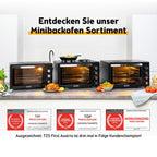 Minibackofen mit Kochplatten 45L 3200W bis 230°C Antihaftbeschichtung 4 Einschubhöhen Zubehör Energieklasse A+