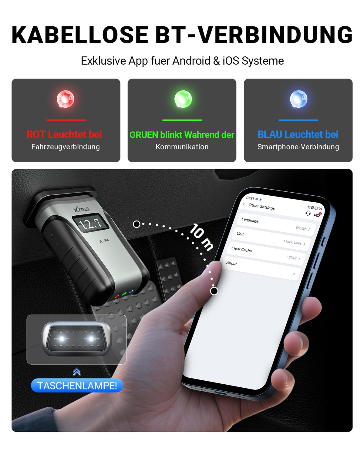 OBD2 Diagnosegerät A30M bidirektional kabellos KI 26+ Resets Öl ABS BMS DPF 8 PID Livedaten iOS Android CAN FD