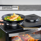 Minibackofen mit Kochplatten 45L 3200W bis 230°C Antihaftbeschichtung 4 Einschubhöhen Zubehör Energieklasse A+