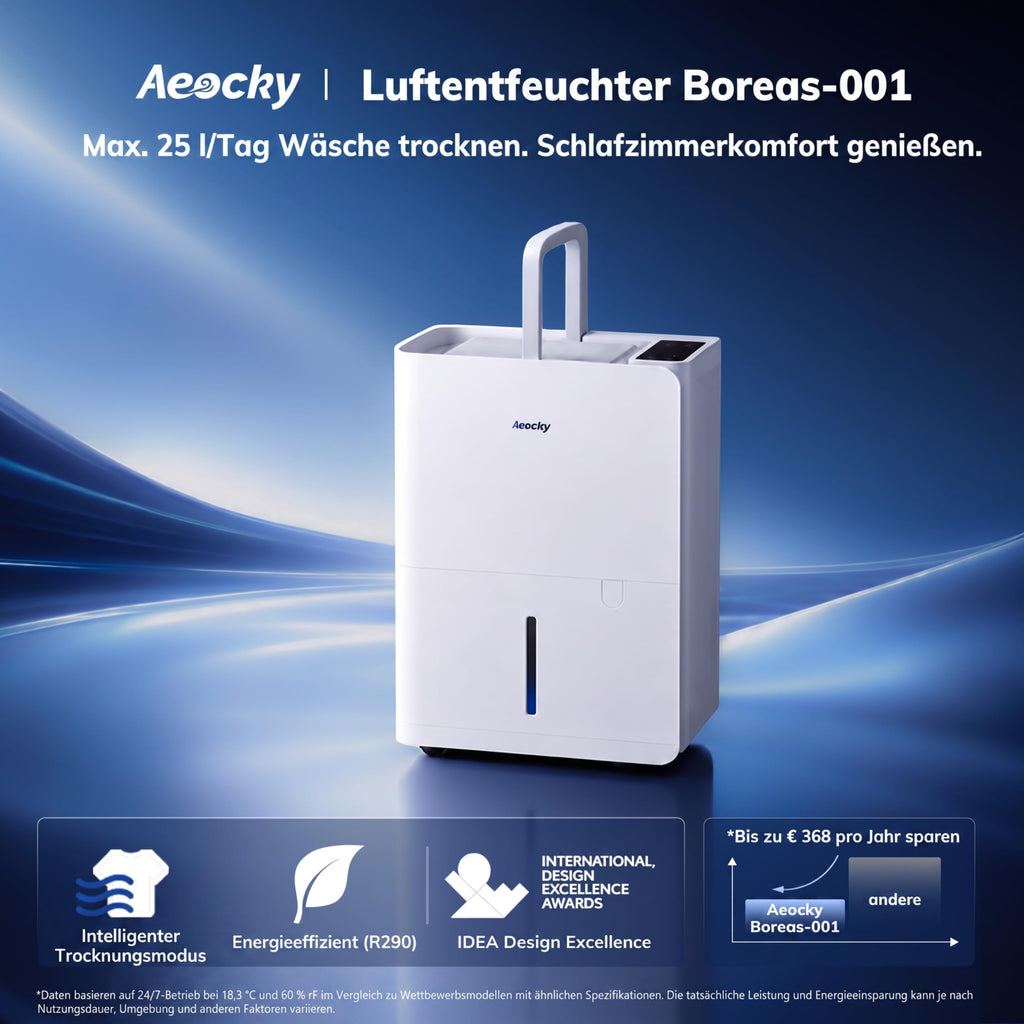 Elektrischer Luftentfeuchter 25 Liter pro Tag mit Wäschetrocknung und 2,7 Liter Wassertank