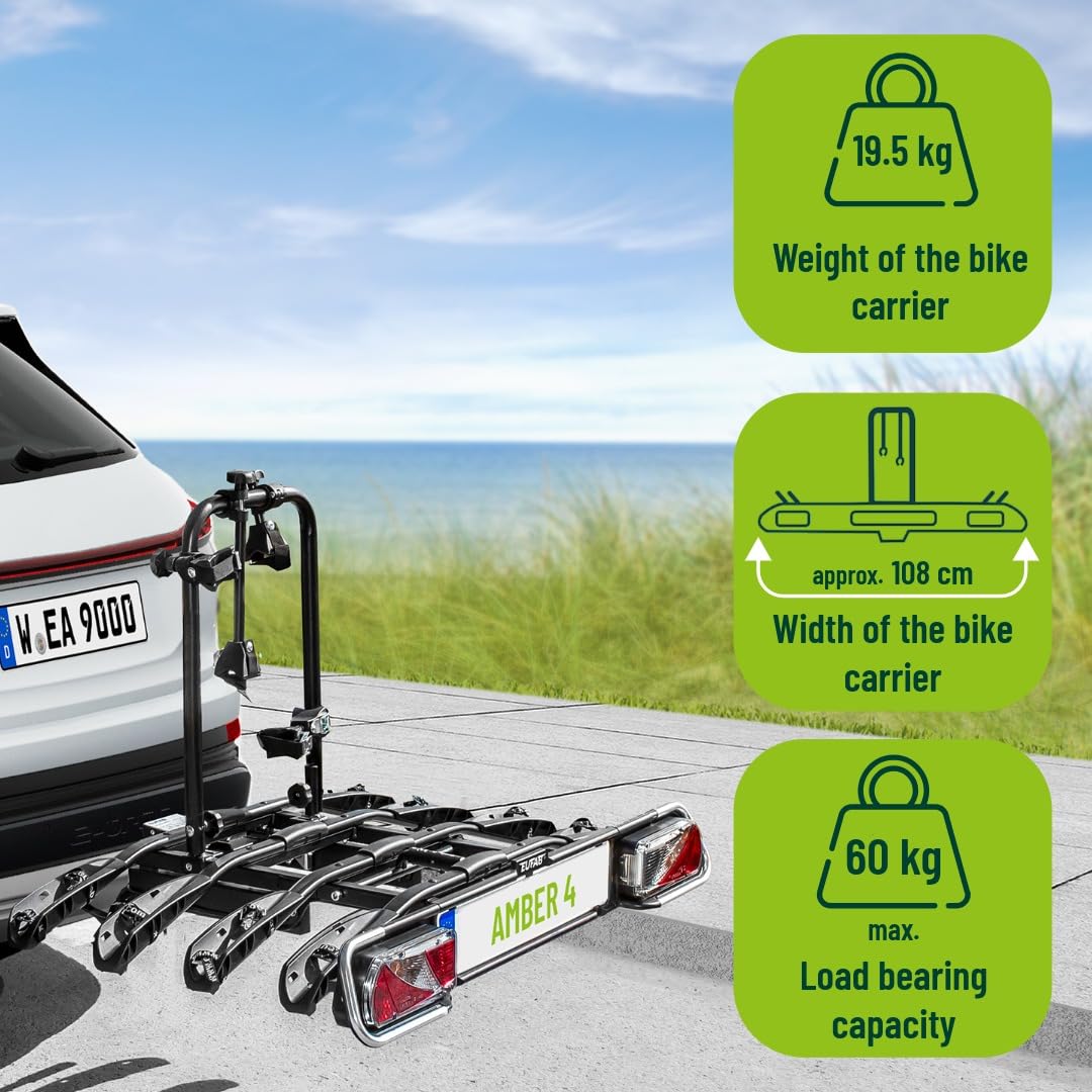 Fahrradträger 11556 für die Anhängerkupplung für 2 Fahrräder abklappbar mit Diebstahlsicherung
