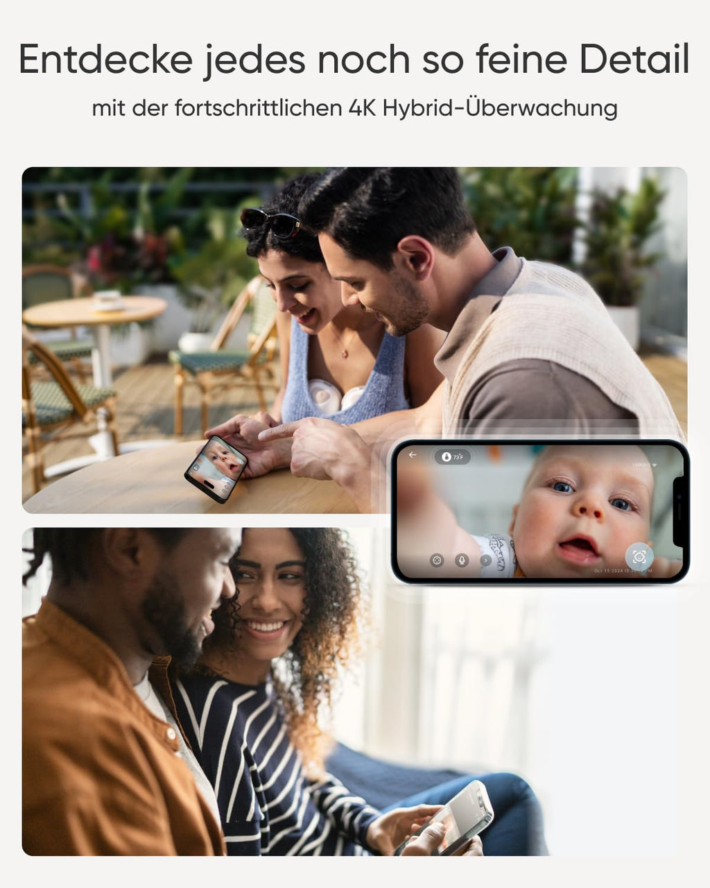 Babyphone mit Kamera E21 einsetzbar als Außenüberwachungskamera mit 4K UHD Auflösung und Videobabymonitor
