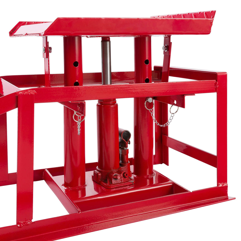 2X Auffahrrampe mit hydraulischem Wagenheber höhenverstellbar 2 Tonnen für Auto und Werkstatt