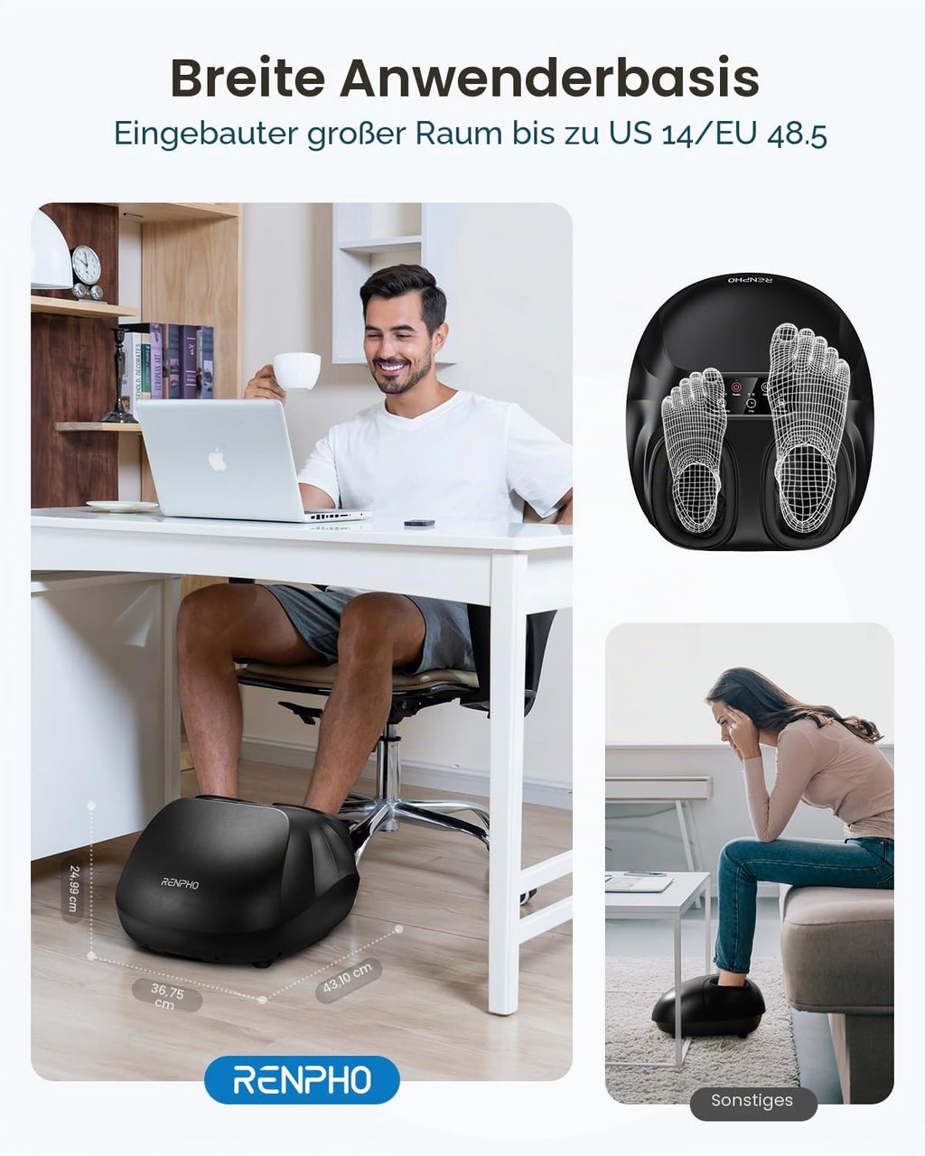 Elektrisches Fußmassagegerät mit Wärme im Großformat perfekt für die Fußpflege und Entspannung