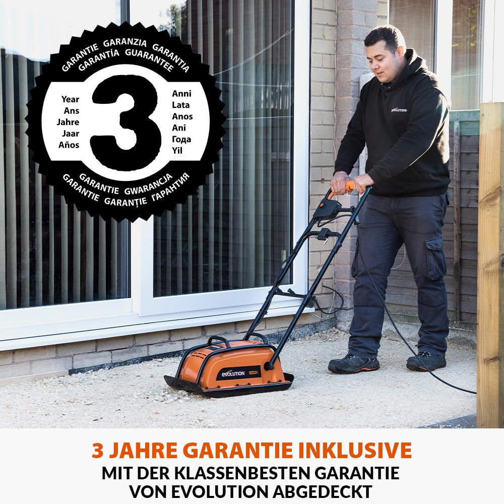 H320E Hulk elektrischer Vibrationsstampfer, Rüttler, Rüttelplatte, ideal für Gehwege, Kunstrasen und Terrassen