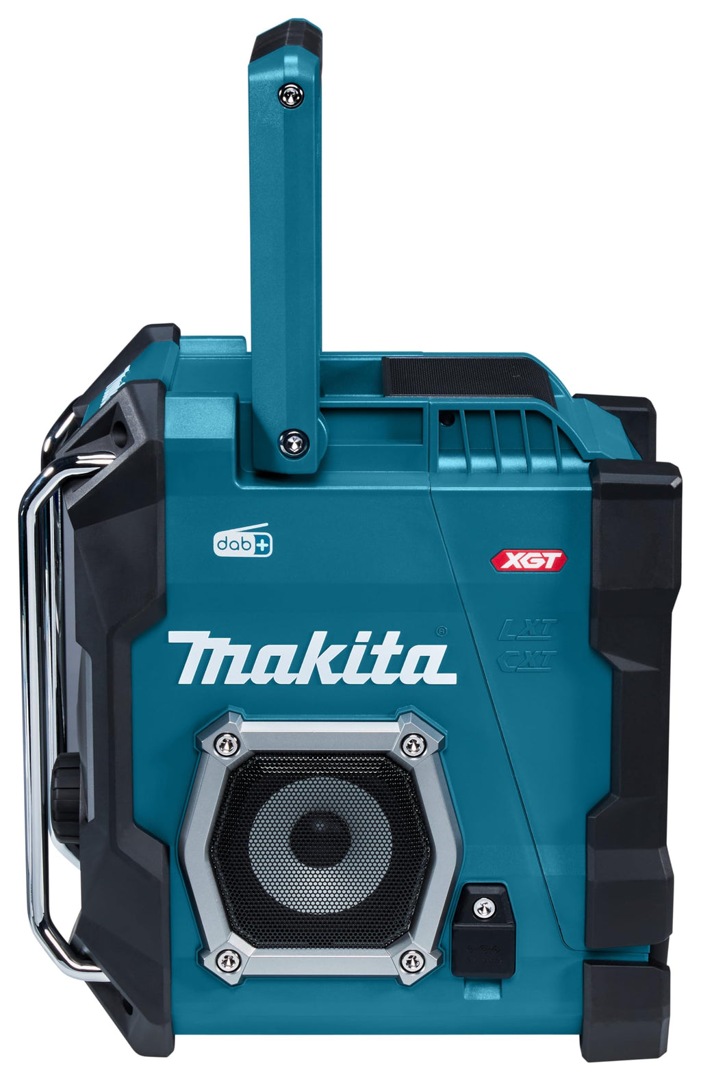 MR003GZ akkubetriebenes Baustellenradio mit AUX Eingang und USB in den Farben Schwarz und Türkis