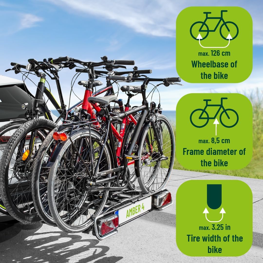 Fahrradträger 11556 für die Anhängerkupplung für 2 Fahrräder abklappbar mit Diebstahlsicherung