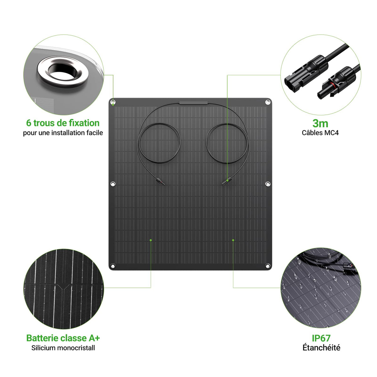 480W flexibles Solarpanel Kit 2x 240W monokristalline Solarmodule IP67 Off Grid Photovoltaik 12V für Wohnmobil