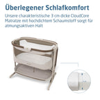 Iora Select Beistellbett faltbar schaukelnd CloudCore Matratze 5 Höhenstufen Elegance Truffle