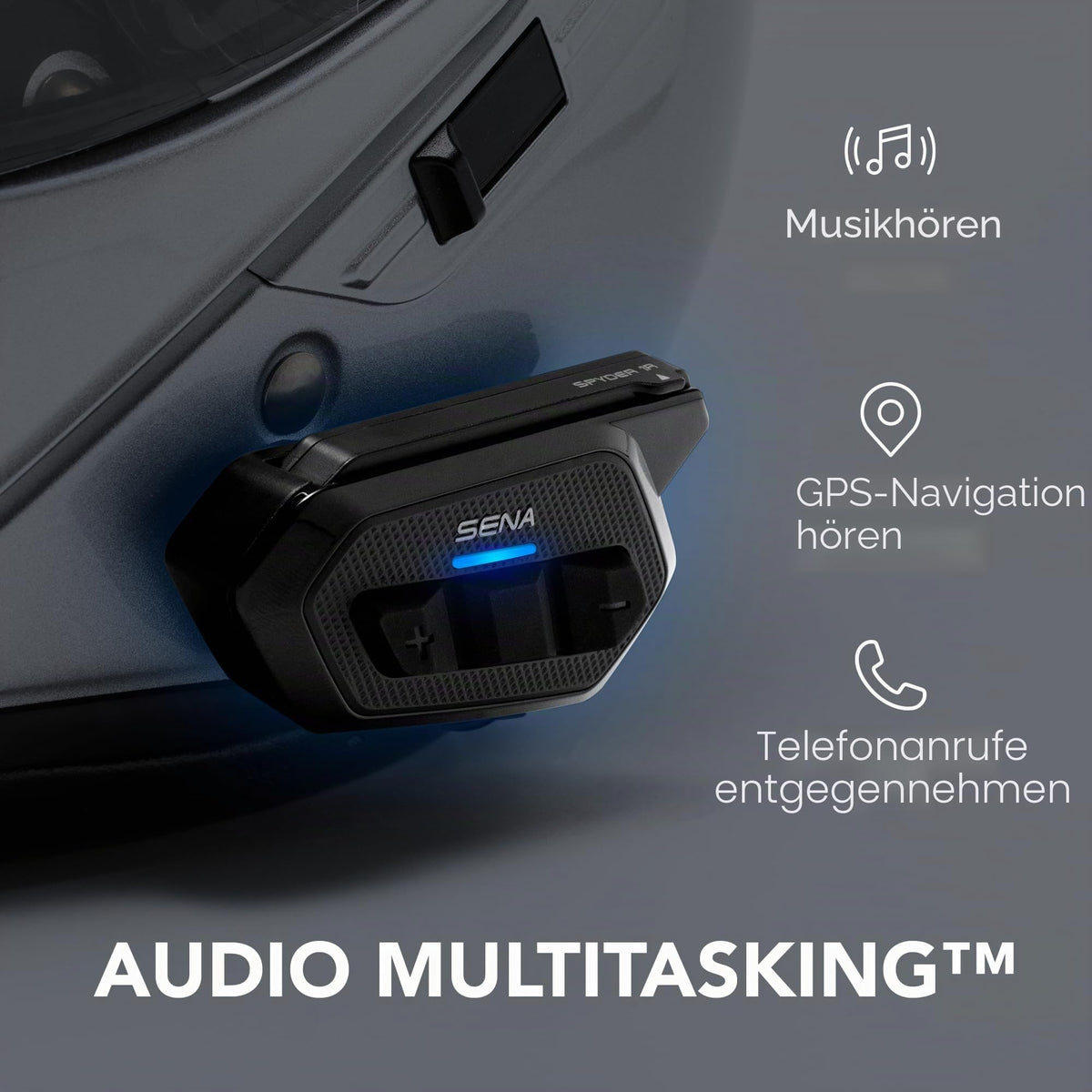 Spider RT1 Flaches Mesh Kommunikationssystem für Motorräder mit Helmsprechgerät und Gegensprechfunktion