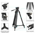 Videostativ Heavy Duty 186 cm 360 Grad Fluidkopf Schnellwechselplatte für DSLR Camcorder Kameras 8 kg 3751B