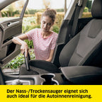 Nass-/Trockensauger WD 6 P S V-30/8/35/T für maximale Reichweite im Haushalt, in der Werkstatt und im Auto