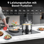 Induktionskochfeld 60 cm mit 2 Flexzonen und Booster für schnelles Aufheizen aus Glaskeramik