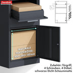 Paketbriefkasten XXL Standbriefkasten mit Paketbox und Zylinderschloss modern rostfrei massiv Postbox Francois