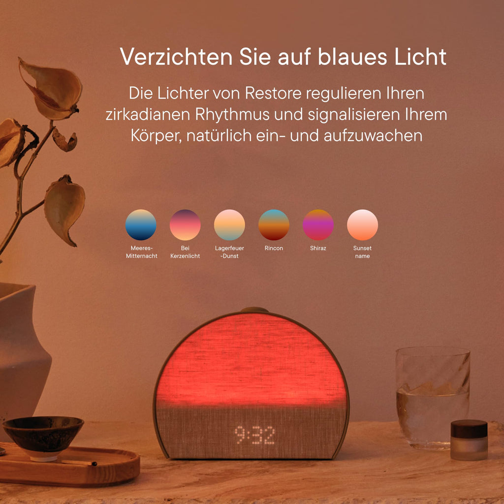 Restore 3 Sonnenaufgangswecker und Soundmaschine mit smartem Licht für natürliches Erwachen und Einschlafhilfe