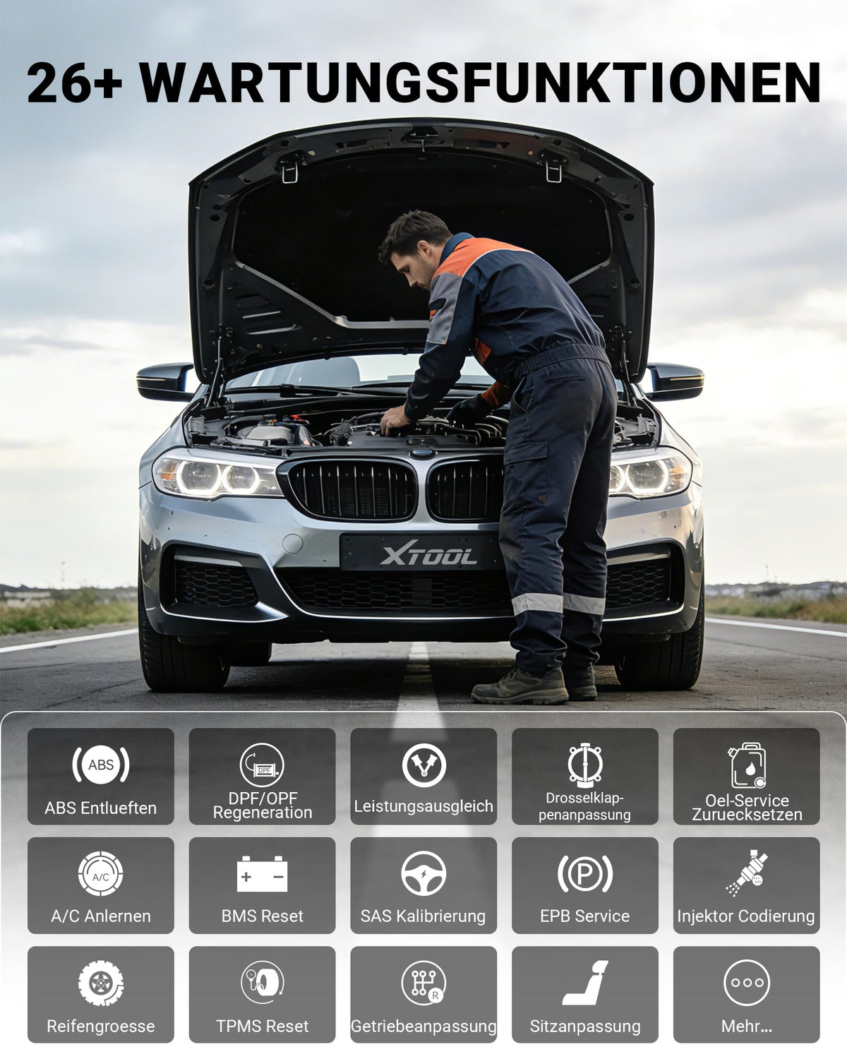 OBD2 Diagnosegerät A30M bidirektional kabellos KI 26+ Resets Öl ABS BMS DPF 8 PID Livedaten iOS Android CAN FD