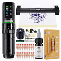 L3 Tattoo Maschine Set kabellos 2000mAh Akku 2.4 bis 4.2mm Hub Stencil Nadeldrucker und 20 Kartuschennadeln