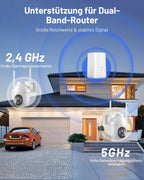 2K Überwachungskamera Außen Akku Solar mit Basisstation und 2 Kameras WLAN Nachtsicht wetterfest
