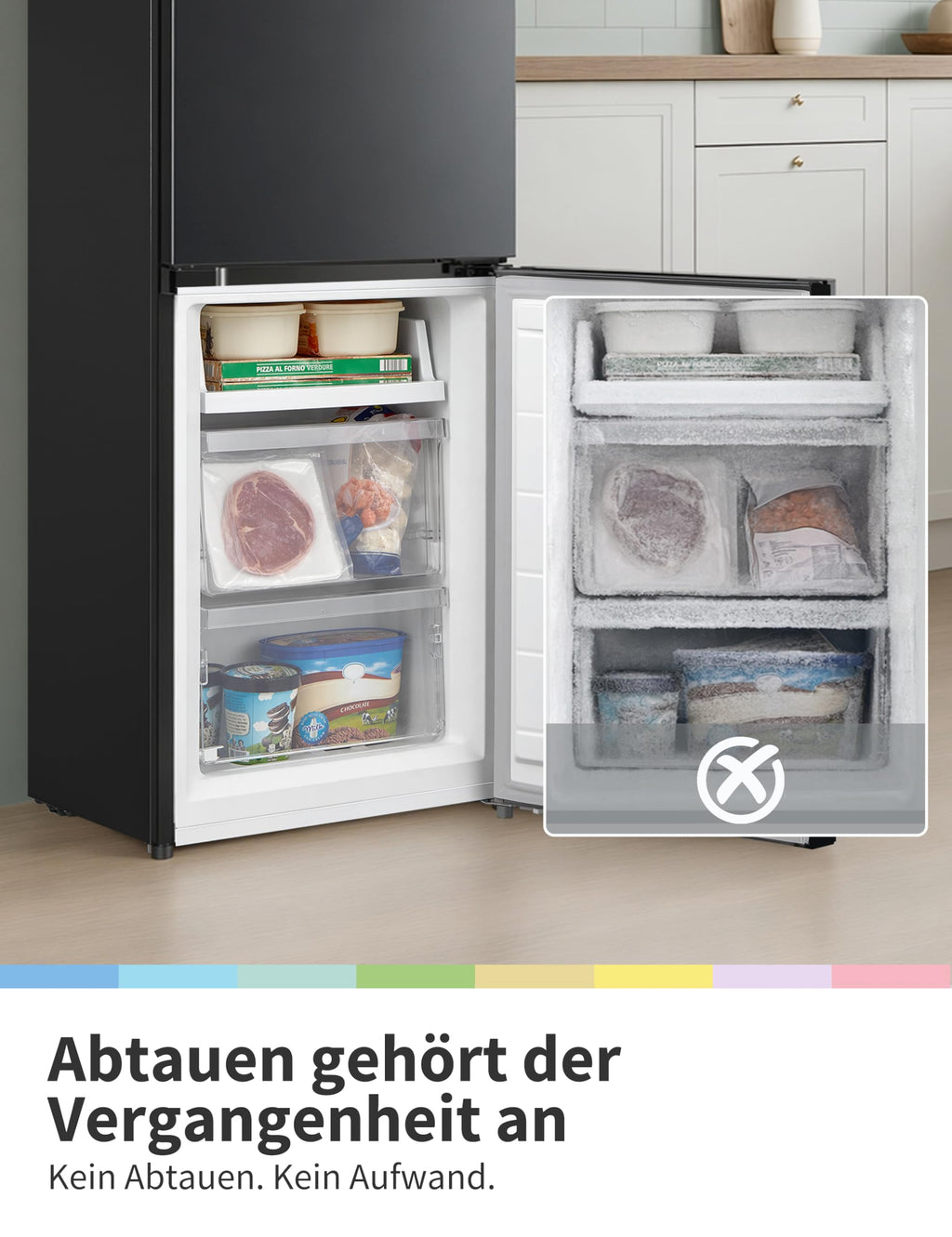 Kühl-Gefrierkombination 174L 150cm hoch 39dB leise Low Frost 180° Flipregal Energieeffizienzklasse E