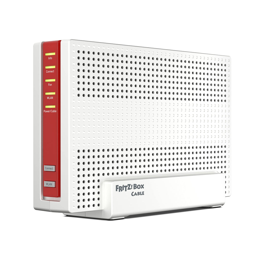 Kabelrouter 6690 mit DOCSIS 3.1 und WiFi 6, 4x Gigabit LAN, Mesh WLAN, DECT Telefon, weiß/rot