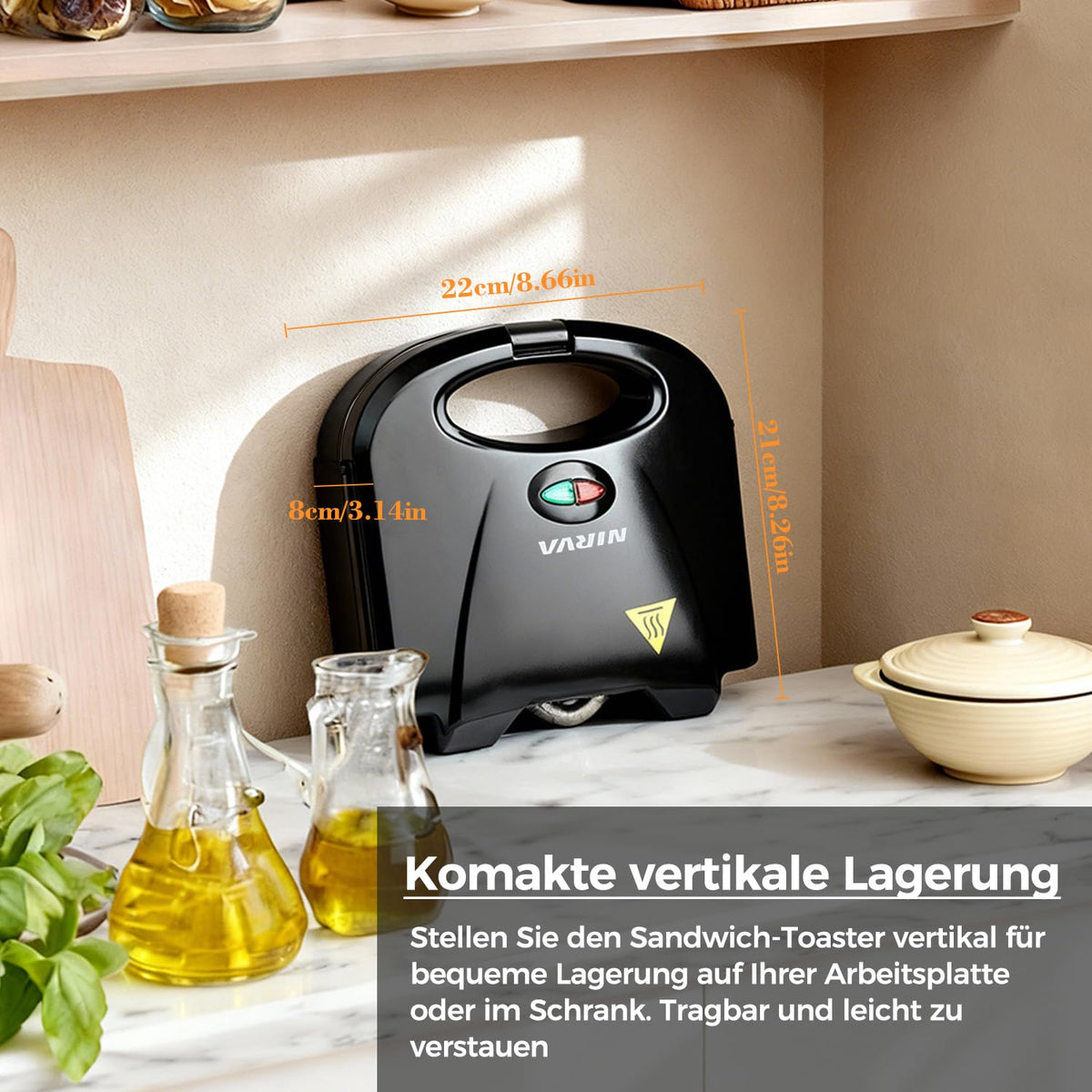 Doppel Sandwichmaker 750 W Antihaftbeschichtung Streifenform schnell aufheizbar Isoliergriff Schwarz