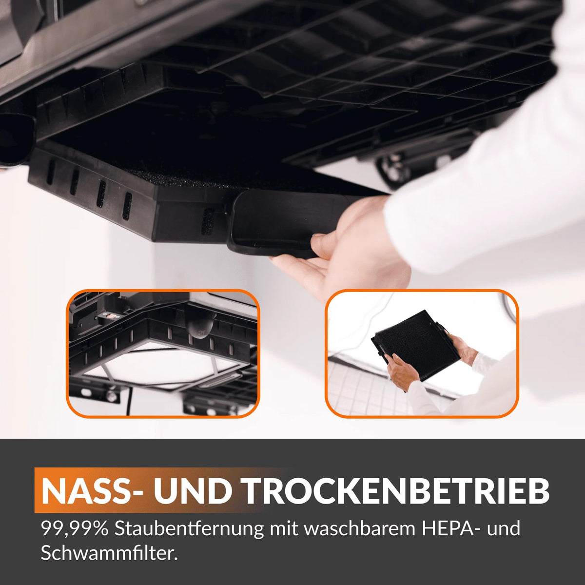 Grandstorm einziehbarer Staubsauger 10m knickfester Schlauch Wandmontage 6 Düsen Garage Fernbedienung Schwarz