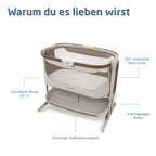Iora Select Beistellbett faltbar schaukelnd CloudCore Matratze 5 Höhenstufen Elegance Truffle